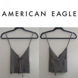 American Eagle Don't Ask Why Striped Lace-Up Top